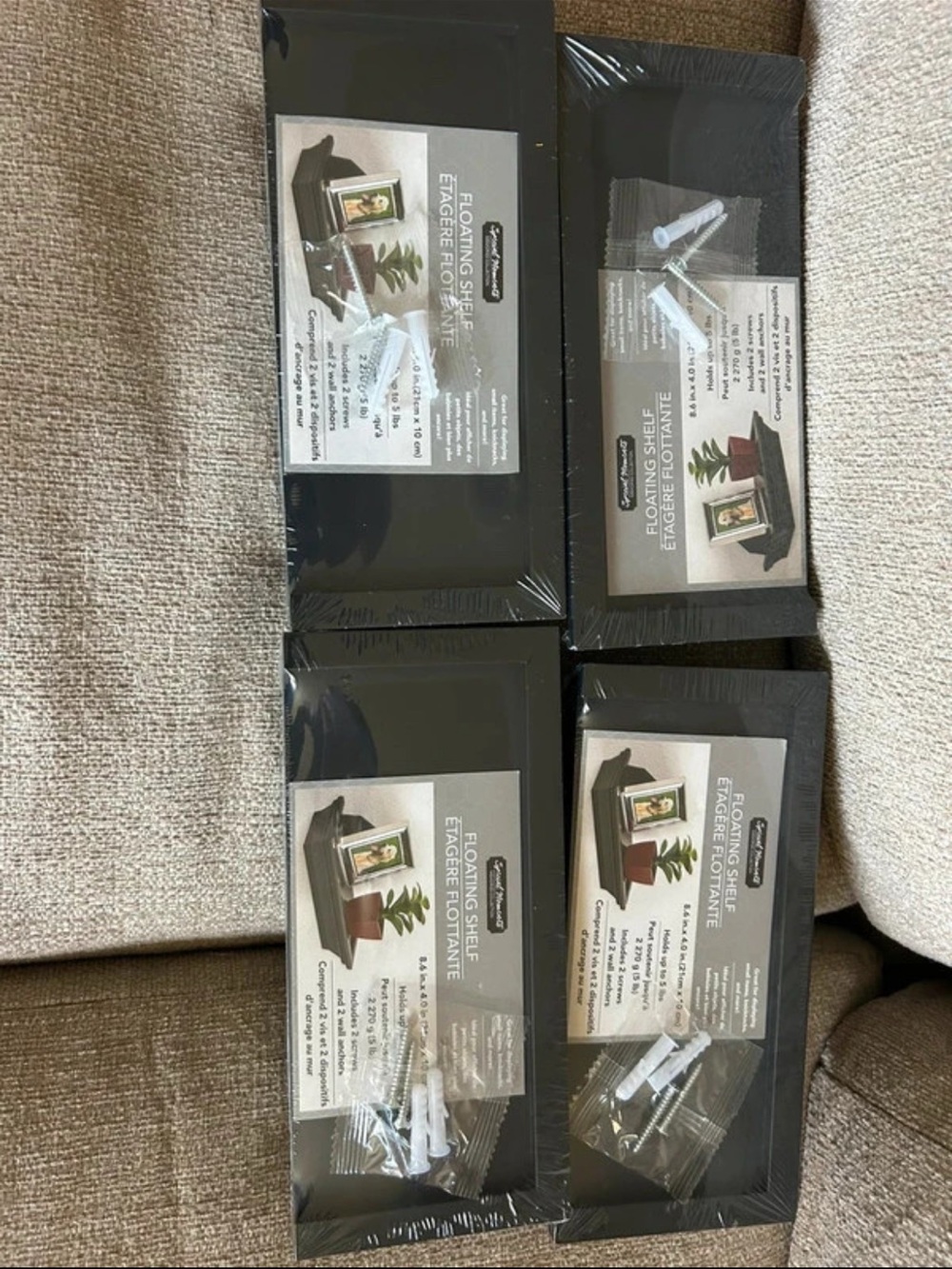 Floating Wall Shelves (4-Pack) in Black - Decorative Display Shelves